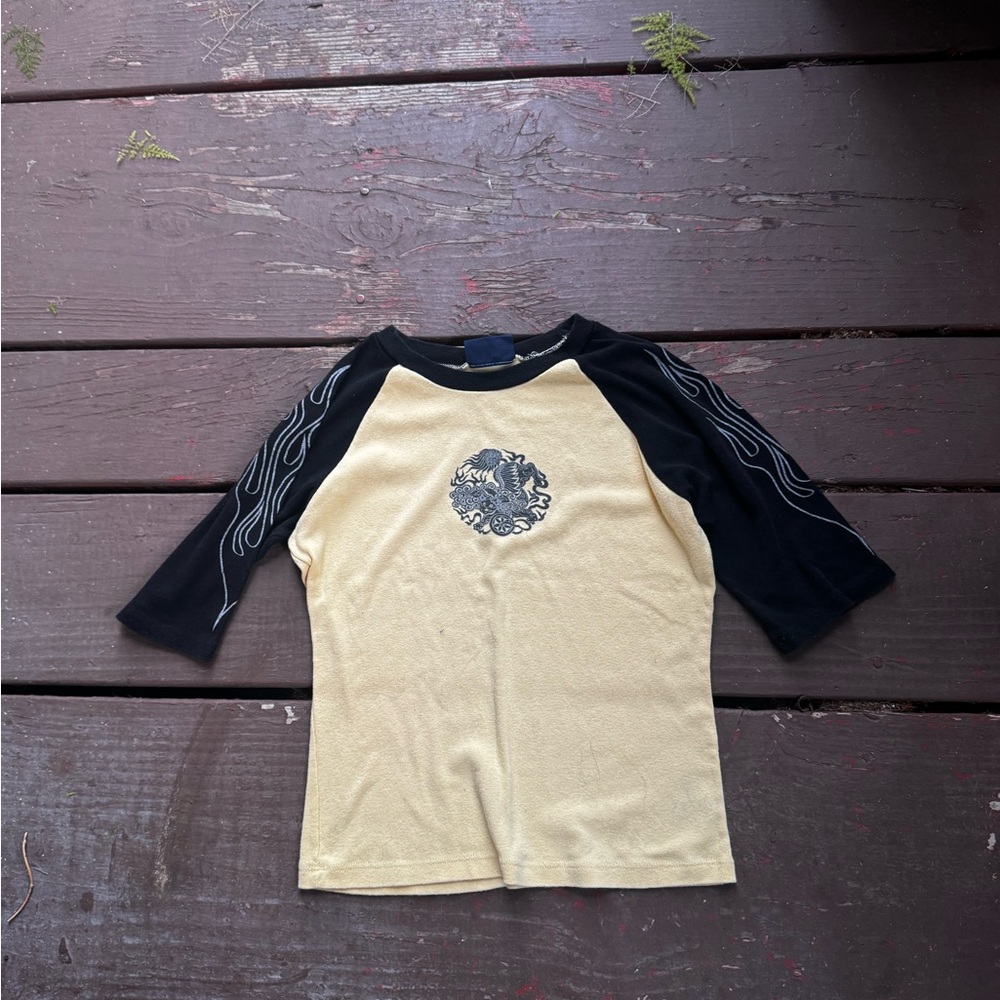 Stylish Black and Tan Women's Raglan Top